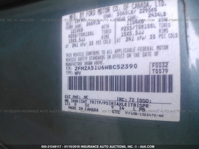 2FMZA51U6WBC52390 - 1998 FORD WINDSTAR WAGON BLUE photo 9