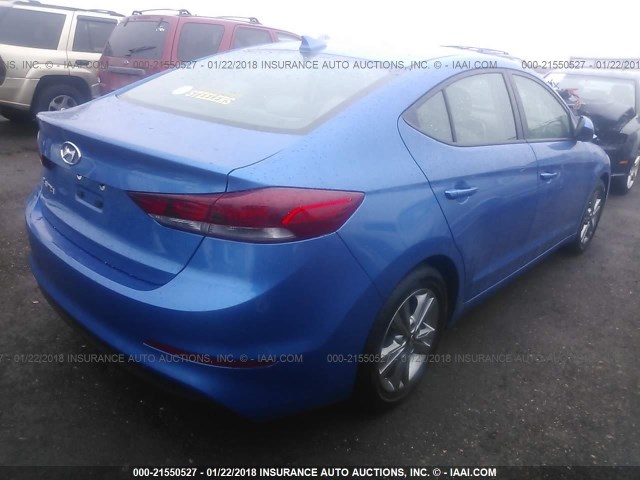 KMHD84LFXHU228735 - 2017 HYUNDAI ELANTRA SE/VALUE/LIMITED BLUE photo 4