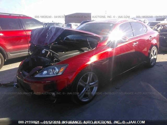 JTHBF5C25D5192671 - 2013 LEXUS IS 250 RED photo 2