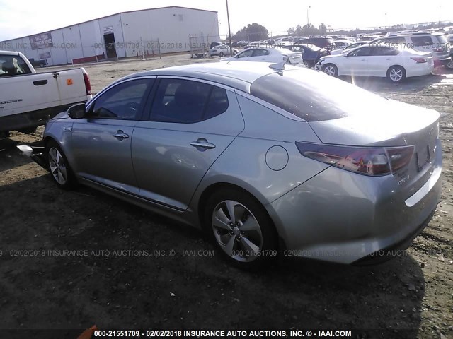 KNAGN4AD0F5091627 - 2015 KIA OPTIMA HYBRID SILVER photo 3