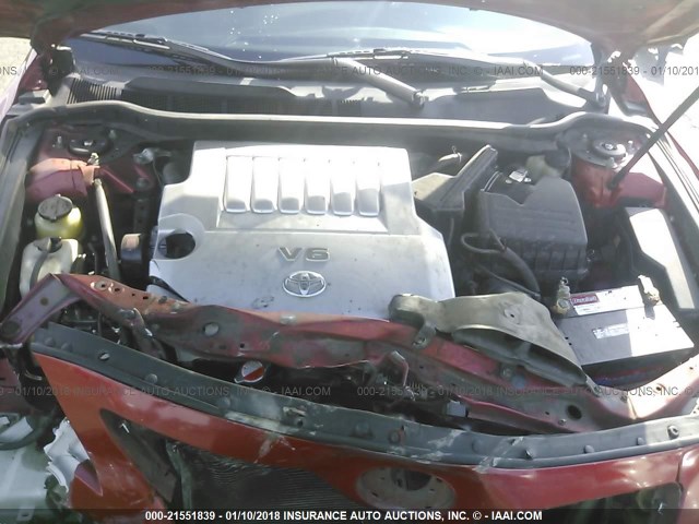 4T1BK46K87U047262 - 2007 TOYOTA CAMRY NEW GENERAT LE/XLE/SE RED photo 10