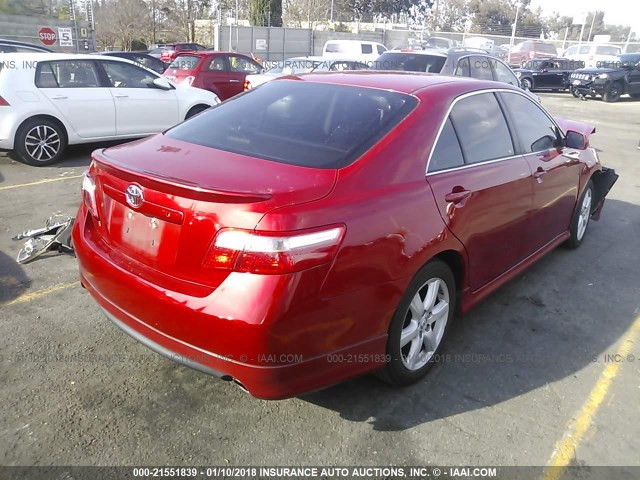 4T1BK46K87U047262 - 2007 TOYOTA CAMRY NEW GENERAT LE/XLE/SE RED photo 4