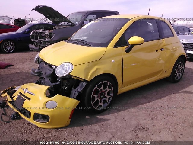 3C3CFFBR6DT618608 - 2013 FIAT 500 SPORT YELLOW photo 2