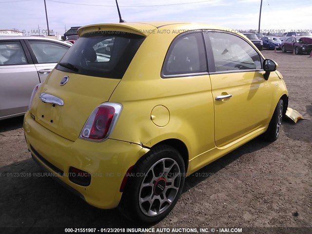 3C3CFFBR6DT618608 - 2013 FIAT 500 SPORT YELLOW photo 4