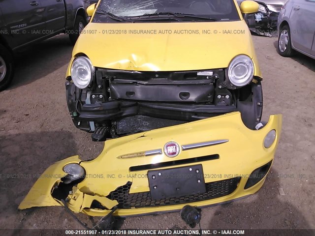 3C3CFFBR6DT618608 - 2013 FIAT 500 SPORT YELLOW photo 6