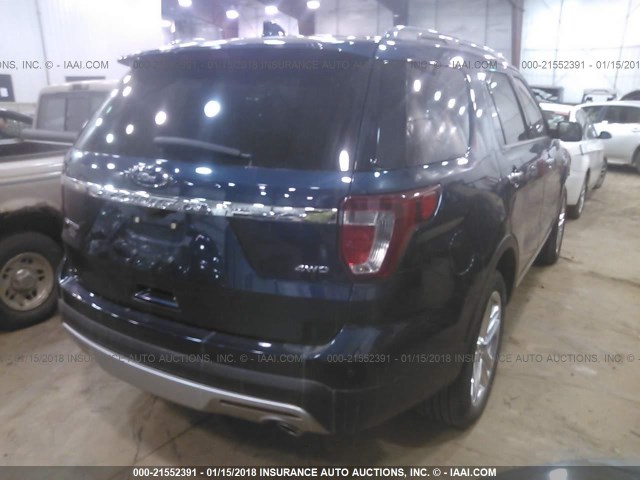 1FM5K8F86HGA93648 - 2017 FORD EXPLORER LIMITED ლურჯი ფოტო 4