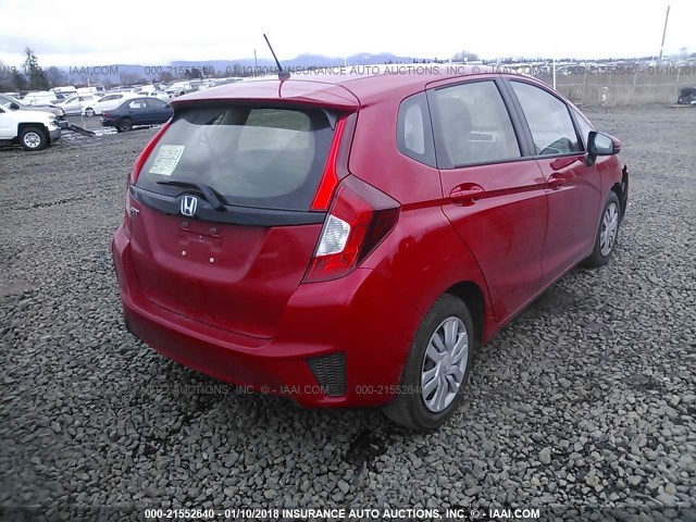 JHMGK5H56GX013583 - 2016 HONDA FIT LX أحمر صورة 4