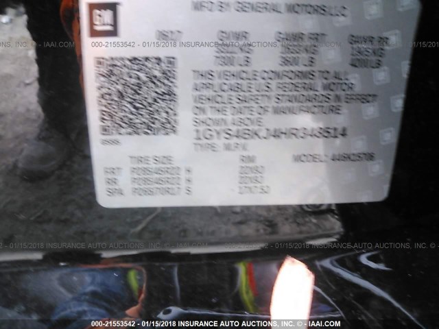 1GYS4BKJ4HR348514 - 2017 CADILLAC ESCALADE LUXURY أسود صورة 9