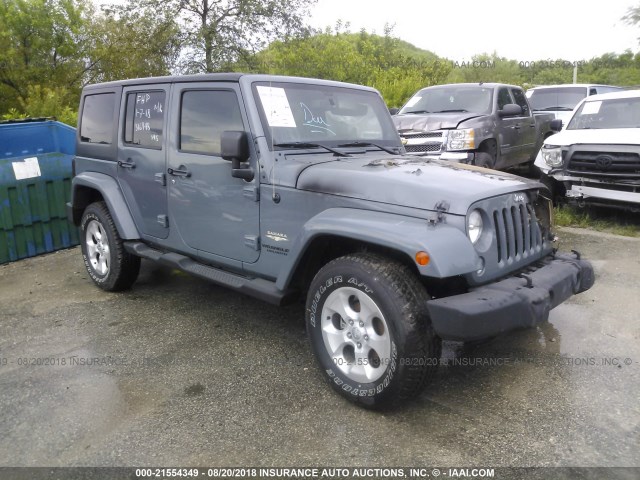 1C4HJWEG5EL160017 - 2014 JEEP WRANGLER UNLIMITE SAHARA GRAY photo 1