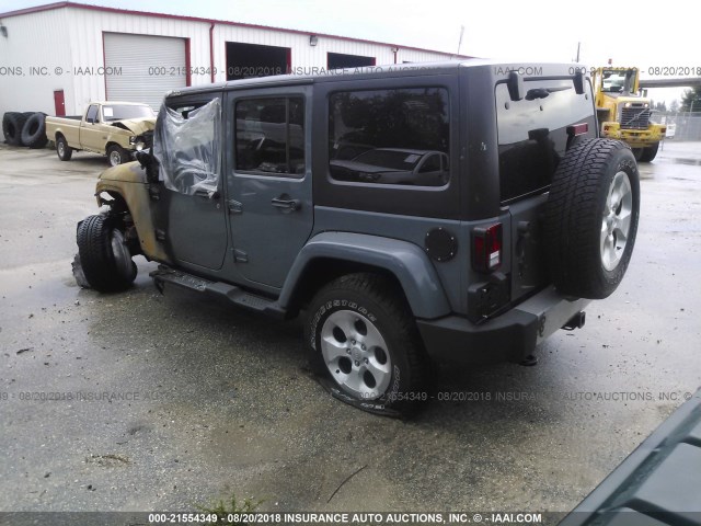 1C4HJWEG5EL160017 - 2014 JEEP WRANGLER UNLIMITE SAHARA GRAY photo 3