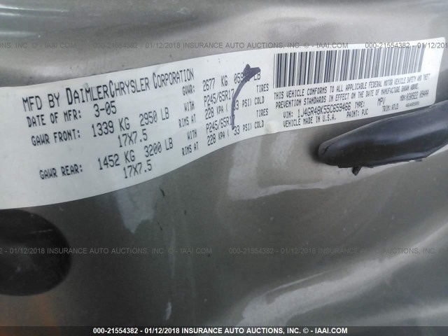 1J4GR48K55C659466 - 2005 JEEP GRAND CHEROKEE LAREDO/COLUMBIA/FREEDOM 棕色 照片 8