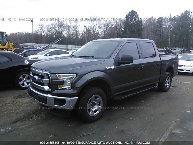 1FTEW1CF9GFB28142 - 2016 FORD F150 SUPERCREW GRAY photo 2