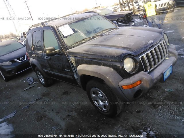 1J8GL48K14W318272 - 2004 JEEP LIBERTY SPORT BLACK photo 1