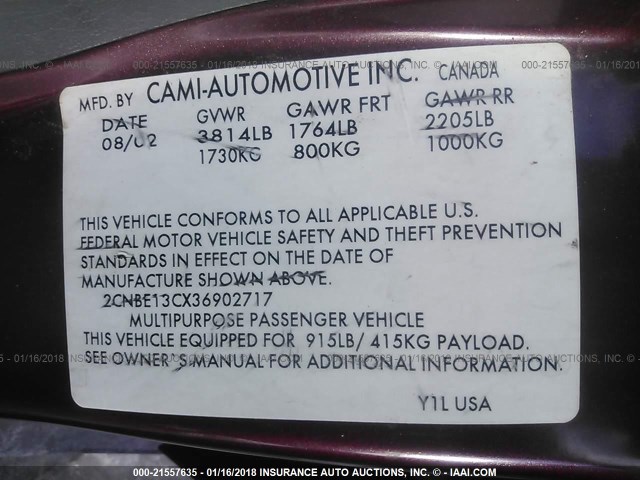 2CNBE13CX36902717 - 2003 CHEVROLET TRACKER RED photo 9