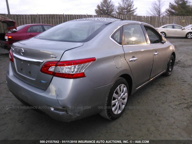 3N1AB7AP0EY220967 - 2014 NISSAN SENTRA S/SV/SR/SL SILVER photo 4