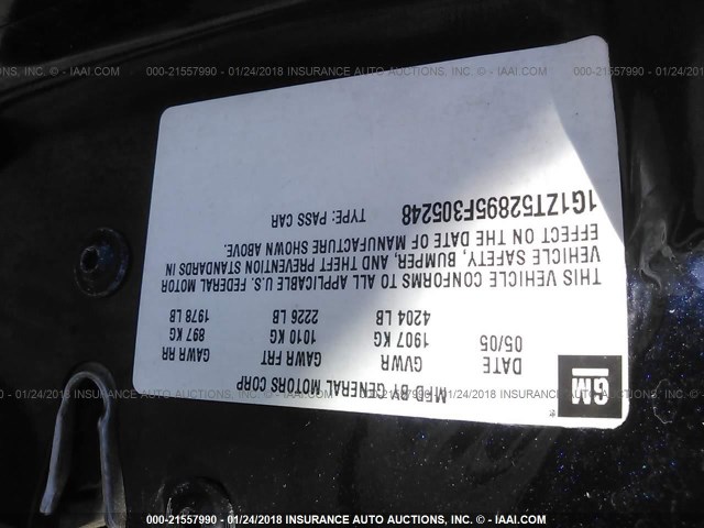 1G1ZT52895F305248 - 2005 CHEVROLET MALIBU LS მუქი ლურჯი ფოტო 9