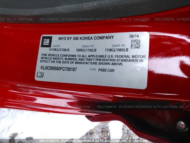 KL8CB6S90FC708187 - 2015 CHEVROLET SPARK LS RED photo 9