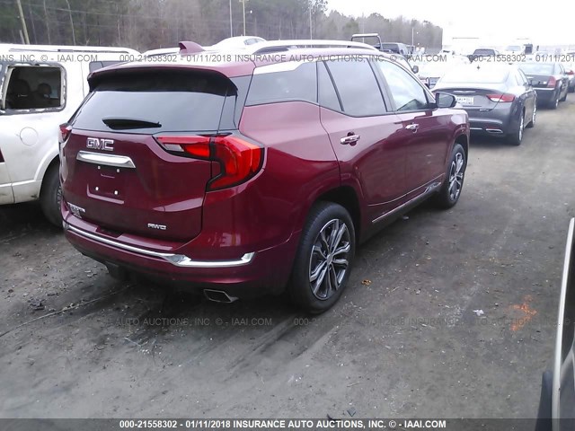 3GKALXEXXJL193339 - 2018 GMC TERRAIN DENALI MAROON photo 4