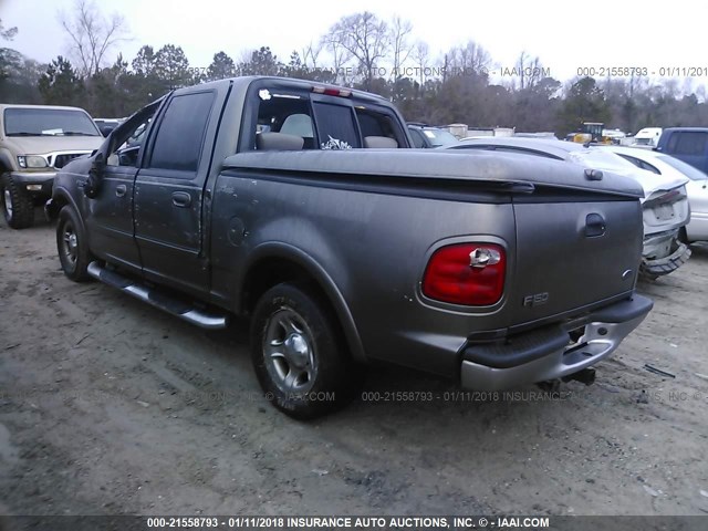 1FTRW07643KA64079 - 2003 FORD F150 SUPERCREW GRAY photo 3