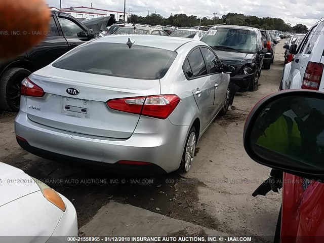 KNAFX4A69F5275293 - 2015 KIA FORTE LX SILVER photo 4