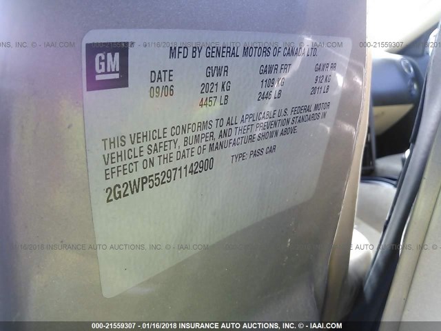 2G2WP552971142900 - 2007 PONTIAC GRAND PRIX ბეჟი ფოტო 9