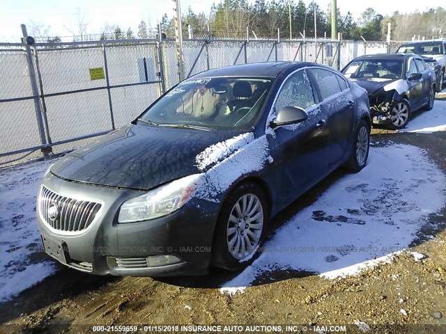 2G4GP5EC6B9179594 - 2011 BUICK REGAL CXL GRAY photo 2