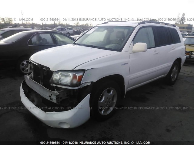 JTEDP21A950053041 - 2005 TOYOTA HIGHLANDER LIMITED WHITE photo 2