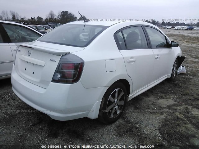 3N1AB6AP9CL773542 - 2012 NISSAN SENTRA 2.0/2.0S/SR/2.0SL WHITE photo 4