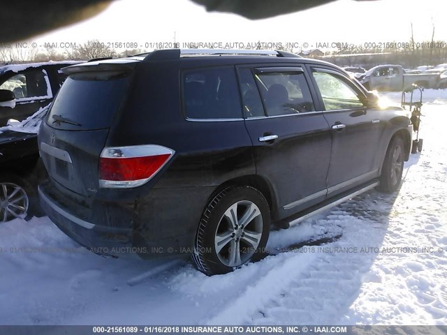 5TDDK3EH4BS060889 - 2011 TOYOTA HIGHLANDER LIMITED MAROON photo 4