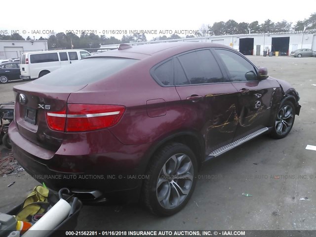 5UXFG8C59BLZ96202 - 2011 BMW X6 XDRIVE50I RED photo 4