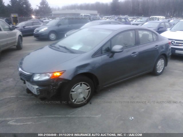 2HGFB2F64CH317678 - 2012 HONDA CIVIC HF GRAY photo 2