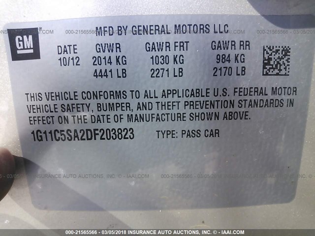 1G11C5SA2DF203823 - 2013 CHEVROLET MALIBU 1LT 棕色 照片 9