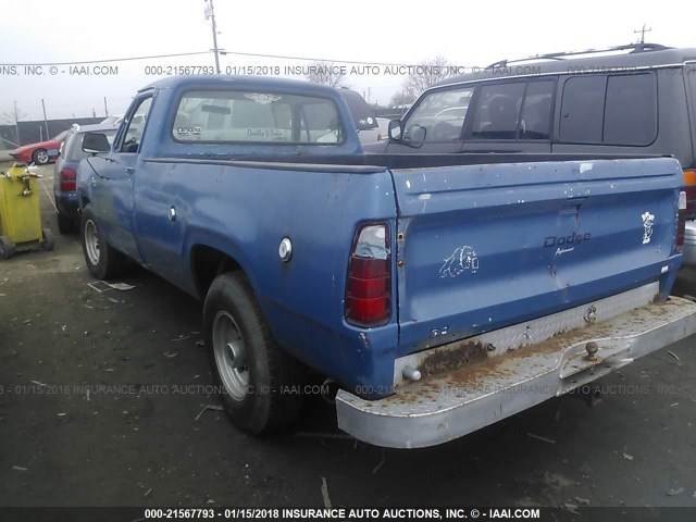 D24JT9S141548 - 1979 DODGE D100  BLUE photo 3