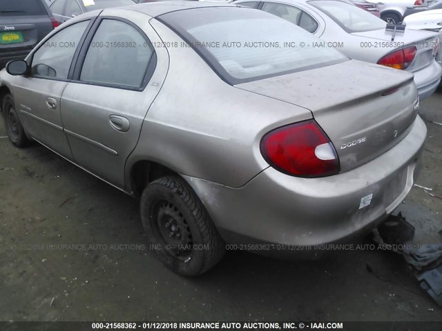 1B3ES46C51D264481 - 2001 DODGE NEON SE/ES GOLD photo 3