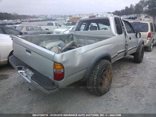 5TEWN72N11Z812910 - 2001 TOYOTA TACOMA XTRACAB SILVER photo 4