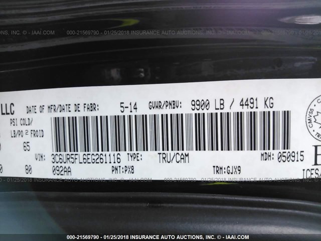 3C6UR5FL6EG261116 - 2014 RAM 2500 LARAMIE BLACK photo 9