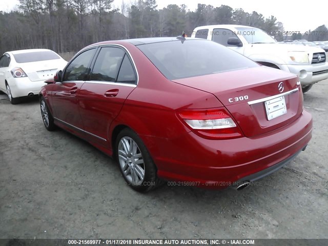 WDDGF81X88F123311 - 2008 MERCEDES-BENZ C 300 4MATIC RED photo 3