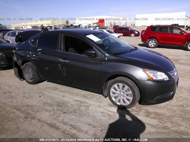 3N1AB7AP2EL671413 - 2014 NISSAN SENTRA S/SV/SR/SL GRAY photo 1