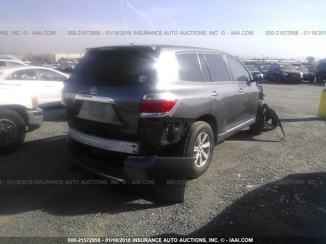 5TDZA3EH7CS026214 - 2012 TOYOTA HIGHLANDER SE GRAY photo 4