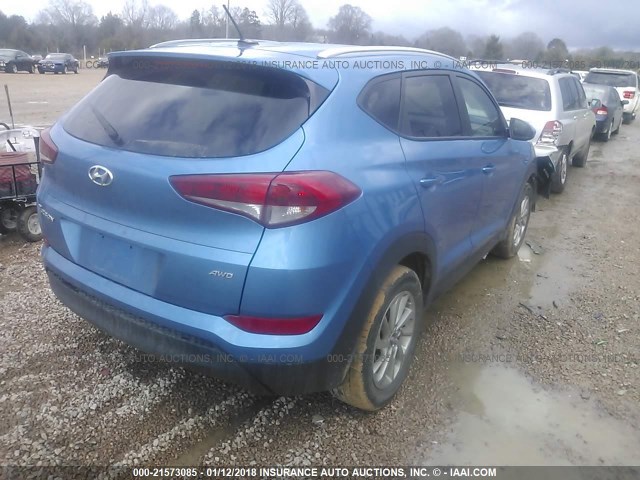 KM8J3CA42GU101022 - 2016 HYUNDAI TUCSON LIMITED/SPORT AND ECO/SE BLUE photo 4