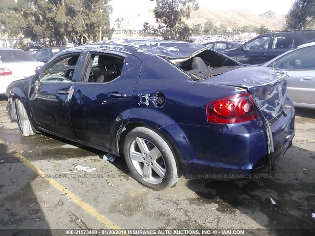 1C3CDZCB7DN681404 - 2013 DODGE AVENGER SXT BLUE photo 3