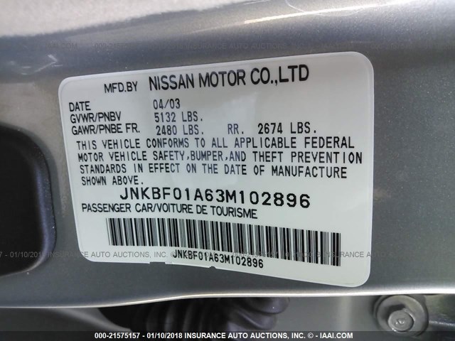 JNKBF01A63M102896 - 2003 INFINITI Q45 SILVER photo 9