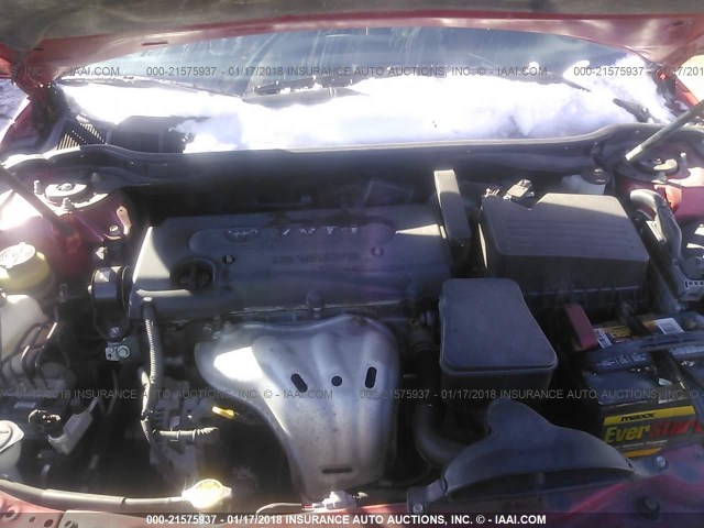 4T1BE46K18U246775 - 2008 TOYOTA CAMRY CE/LE/XLE/SE RED photo 10