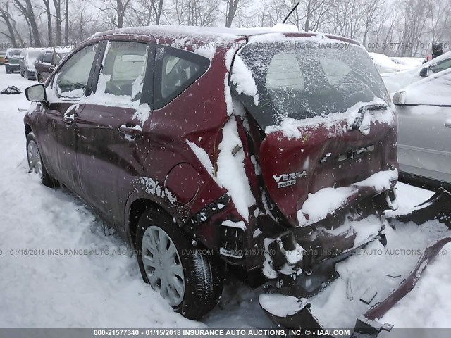 3N1CE2CP5FL396623 - 2015 NISSAN VERSA NOTE S/S PLUS/SV/SL/SR RED photo 3
