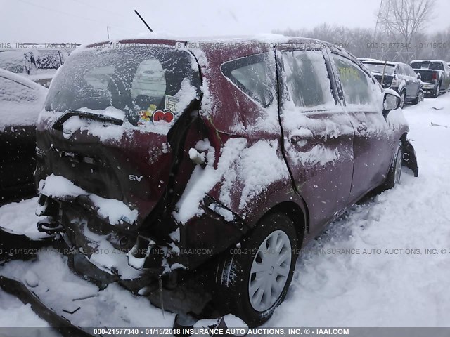 3N1CE2CP5FL396623 - 2015 NISSAN VERSA NOTE S/S PLUS/SV/SL/SR RED photo 4