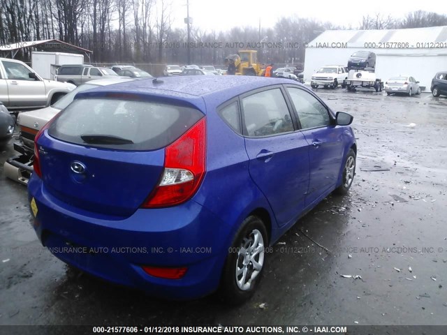 KMHCT5AE1CU016972 - 2012 HYUNDAI ACCENT GLS/GS BLUE photo 4