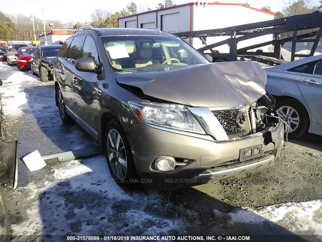 5N1AR2MM6EC721377 - 2014 NISSAN PATHFINDER S/SV/SL/PLATINUM BROWN photo 1
