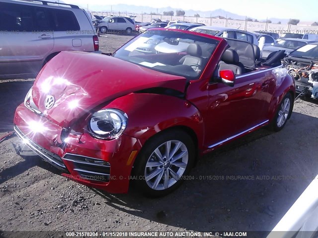 3VW517AT0HM824610 - 2017 VOLKSWAGEN BEETLE S/SE/CLASSIC/PINK/SEL RED photo 2