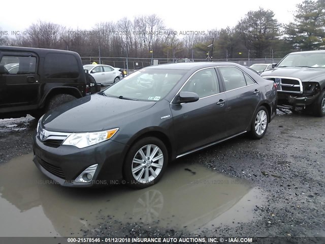 4T1BD1FK4EU115305 - 2014 TOYOTA CAMRY HYBRID/LE/XLE GRAY photo 2