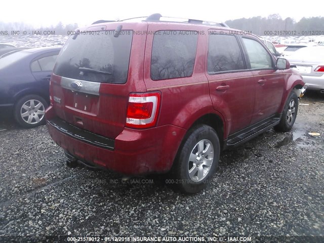 1FMCU0E72AKB63709 - 2010 FORD ESCAPE LIMITED RED photo 4